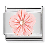 Nomination Composable Classic Link 430510/03 Flower in Rose Coral in 9K Rose Gold